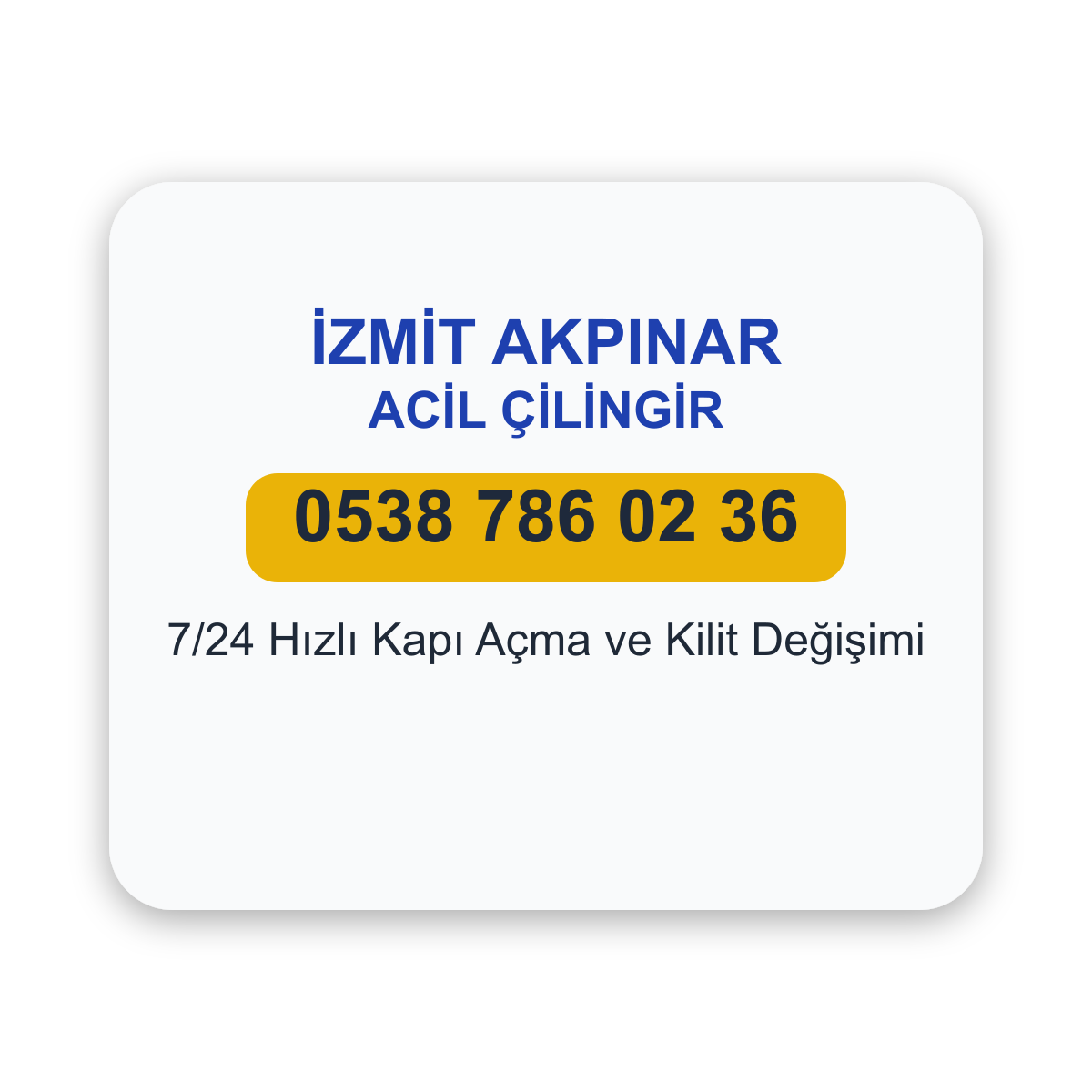 İzmit Akpınar acil çilingir hizmeti - 7/24 kapı açma ve kilit değişimi - Telefon: 0538 786 02 36