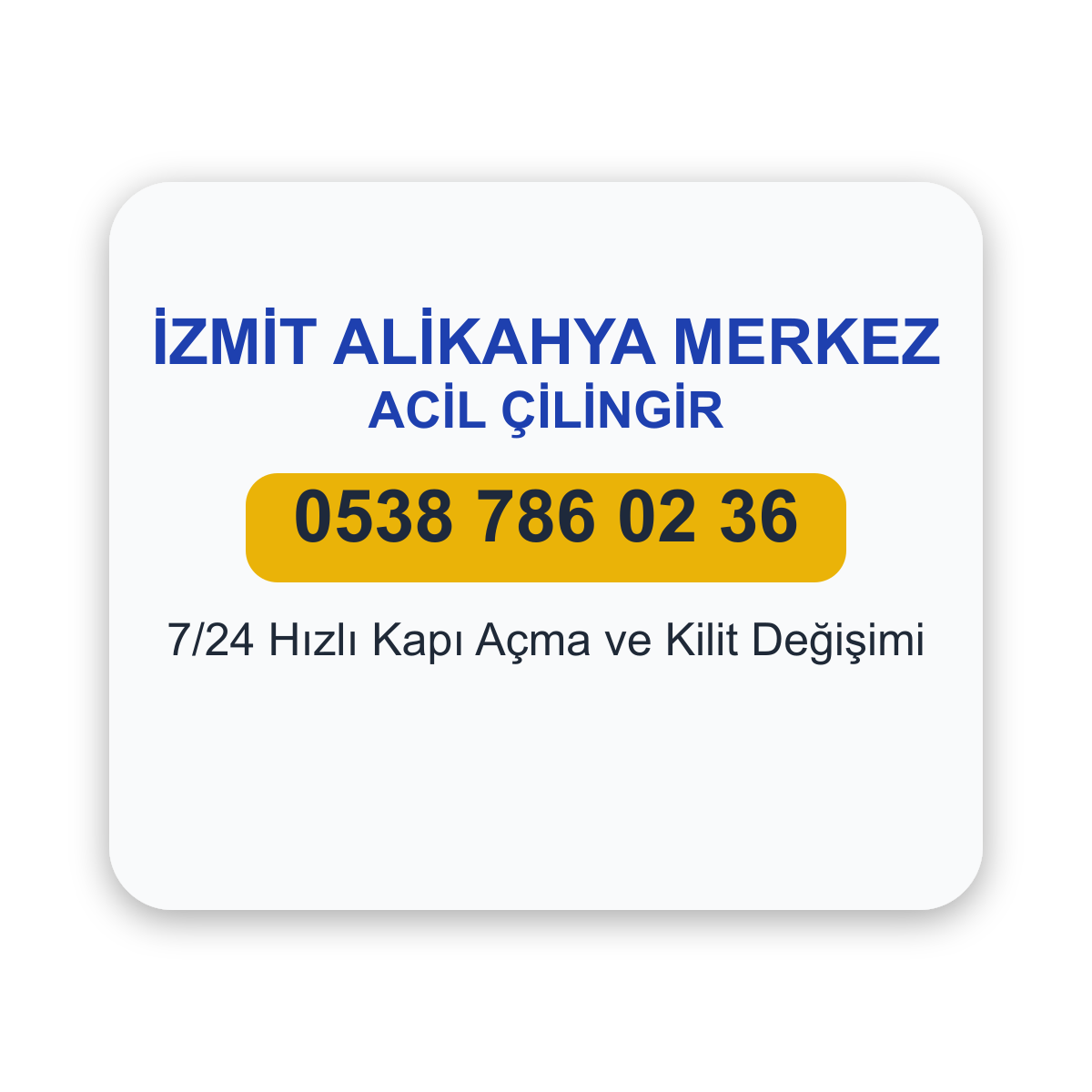 İzmit Alikahya Merkez acil çilingir hizmeti - 7/24 kapı açma ve kilit değişimi - Telefon: 0538 786 02 36