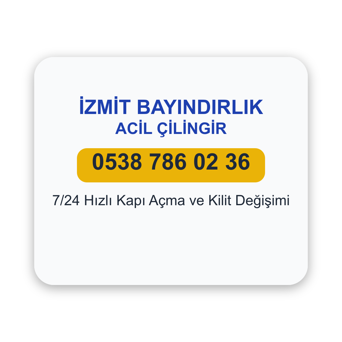 İzmit Bayındırlık acil çilingir hizmeti - 7/24 kapı açma ve kilit değişimi - Telefon: 0538 786 02 36