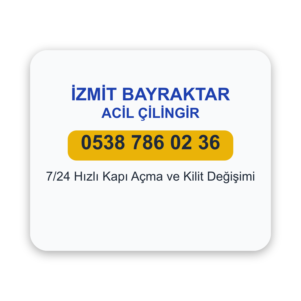 İzmit Bayraktar acil çilingir hizmeti - 7/24 kapı açma ve kilit değişimi - Telefon: 0538 786 02 36