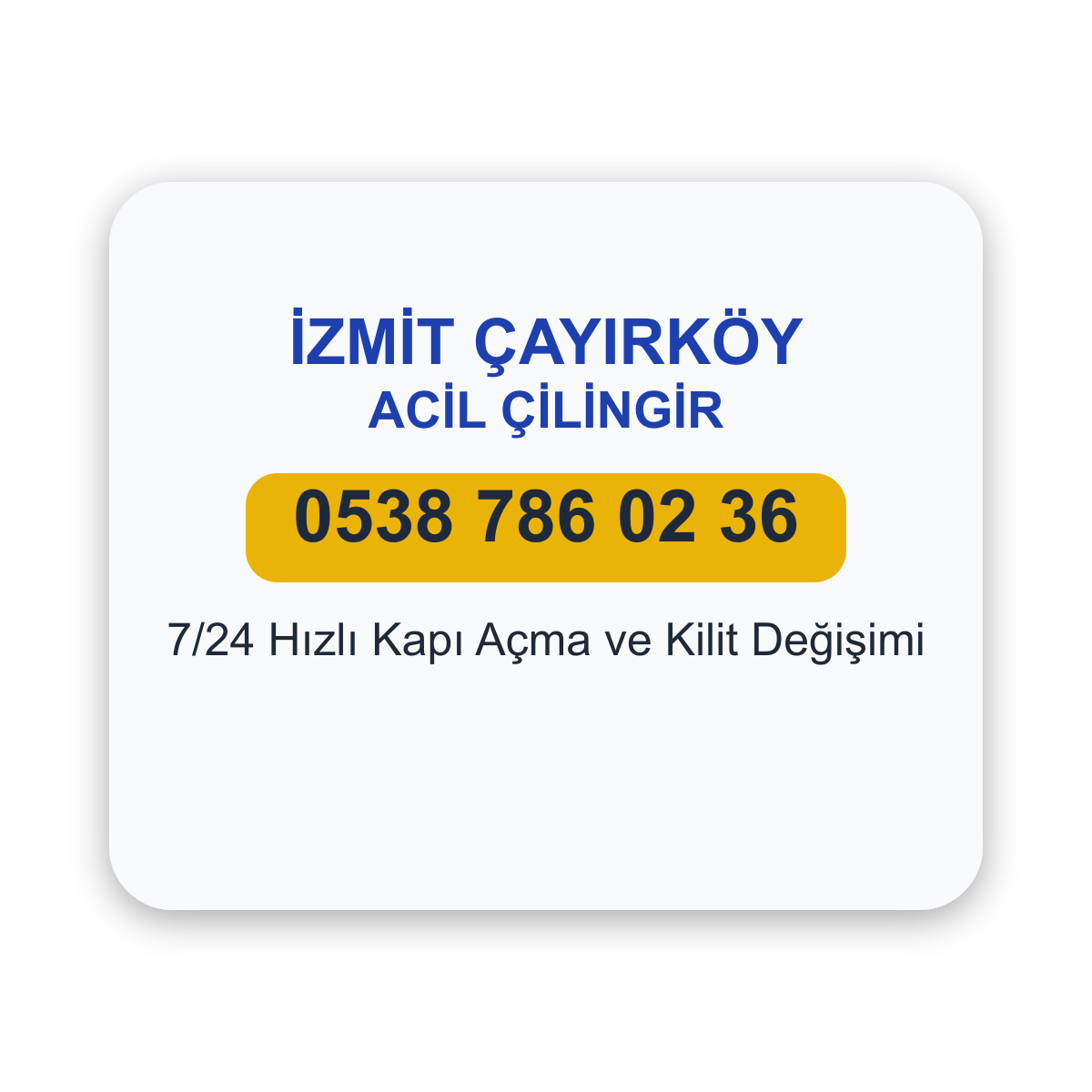 İzmit Çayırköy acil çilingir hizmeti - 7/24 kapı açma ve kilit değişimi - Telefon: 0538 786 02 36