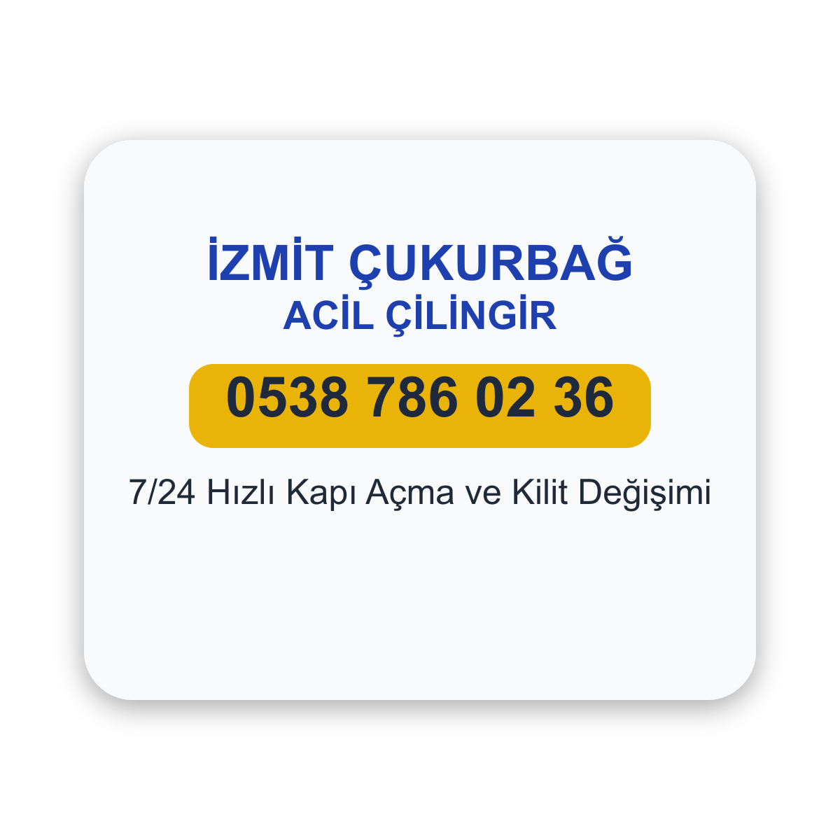 İzmit Çukurbağ acil çilingir hizmeti - 7/24 kapı açma ve kilit değişimi - Telefon: 0538 786 02 36