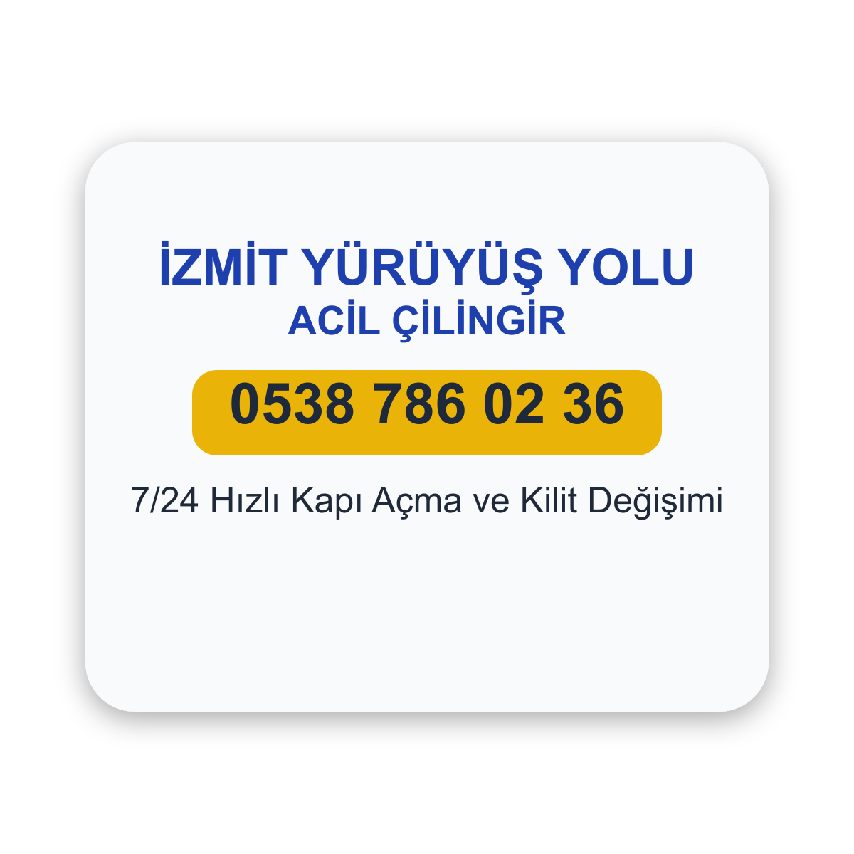 İzmit Yürüyüş Yolu acil çilingir hizmeti - 7/24 kapı açma ve kilit değişimi - Telefon: 0538 786 02 36